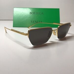 New Authentic Bottega Veneta Gold and Gray Sunglasses BV1107S 004